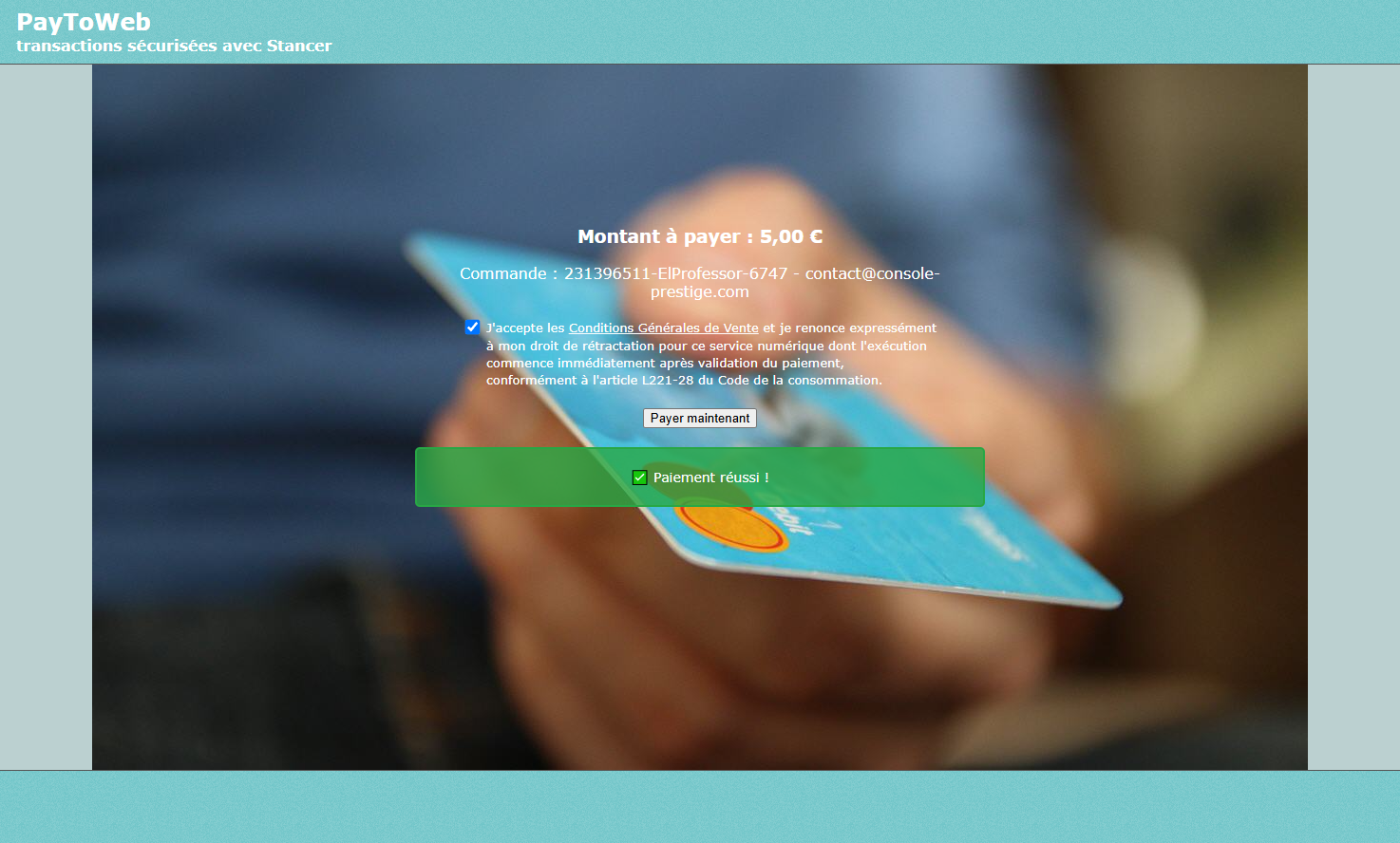 Paiement réussi